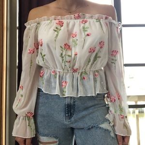NWOT Shear Floral Top